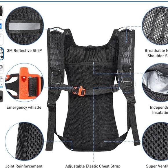 Iridescent/Holo 2L Hydration Backpack with Blue water and insulation for ice!! - Picture 10 of 10